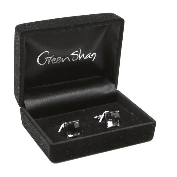 Swarovski Crystal Square Faceted Cufflinks Jewel Bling Silver Swan Stamped - Picture 8 of 11